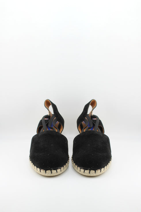 Verbenas Suede Espadrille Wedge Slingback Sandals
